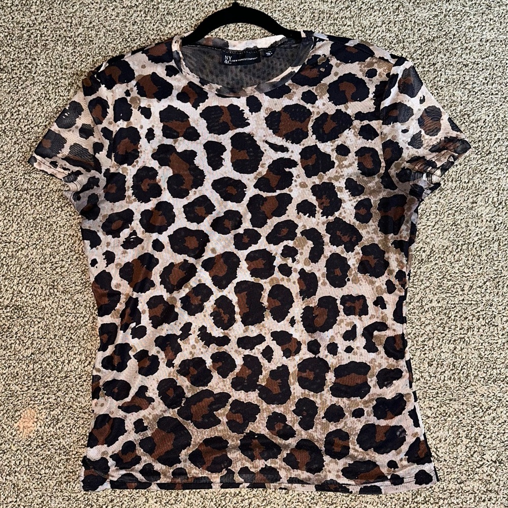 New York & Company Animal print Sheer Shirt